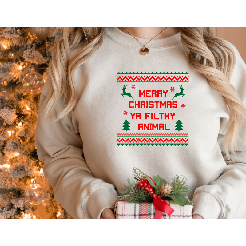 Christmas Sweatshirt,Cute Women Christmas Sweater,Merry Christmas Ya Filthy Animal Shirt,Women Sweatshirt,Cristmas Crewneck,Christmas Gift.jpg