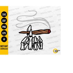 skeleton hand smoking cannabis svg | pass marijuana blunt | weed joint | cricut silhouette printables clip art vector di