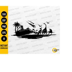 dinosaur extinction svg | extinct meteor meteorite fossil prehistory comet | cricut cut file printable clipart vector di