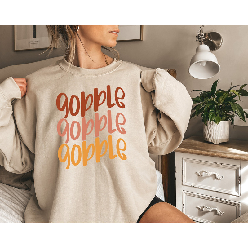 Gobble Thanksgiving Sweatshirt, Funny Fall Shirt, Happy Turkey Day, Thanksgiving Gifts, Thankful Sweatshirt, Thanksgiving Turkey Sweatshirt.jpg