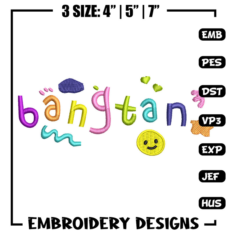 Bangtan embroidery design, Logo embroidery, Embroidery file, Embroidery shirt, Emb design, Digital download.jpg