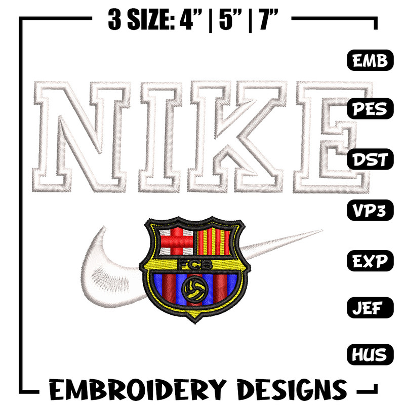 Barcelona nike embroidery design, Football embroidery, Embroidery file, Embroidery shirt, Nike design,Digital download.jpg