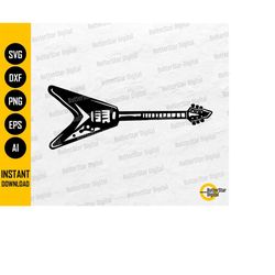 v electric guitar svg | musical instrument svg | band bass strings riff song sound | cutfiles cuttable clipart vector di