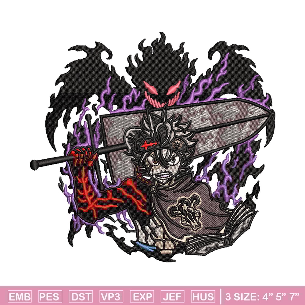 Asta demon embroidery design, Black clover embroidery, Anime design, Embroidery shirt, Embroidery file, Digital download.jpg