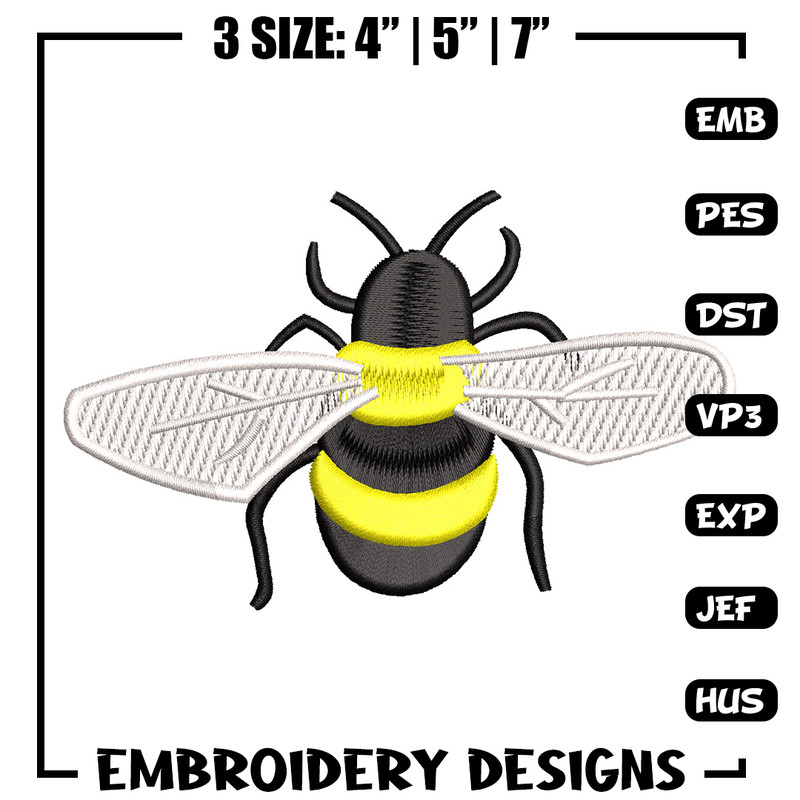 Bee yellow embroidery design, Bee embroidery, Embroidery file, Embroidery shirt, Emb design, Digital download.jpg