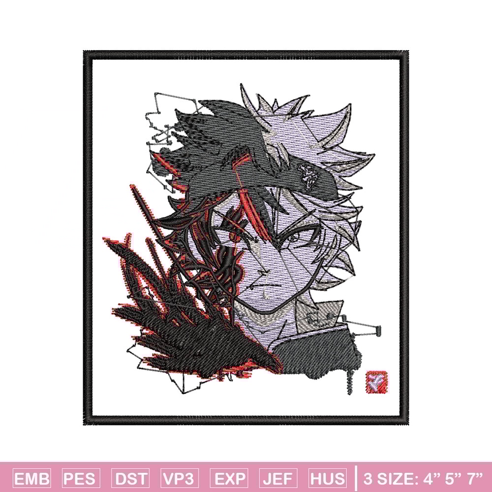 Asta poster embroidery design, Black clover embroidery, Anime design, Embroidery shirt, Embroidery file,Digital download.jpg