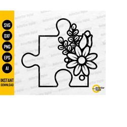 floral autism puzzle svg | autism awareness svg | autism svg | cricut cameo cutting file cut printable clipart vector di