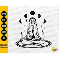 witchy girl svg | pentagram svg | girly witch svg | wiccan svg | cricut silhouette cut files printable clipart vector di