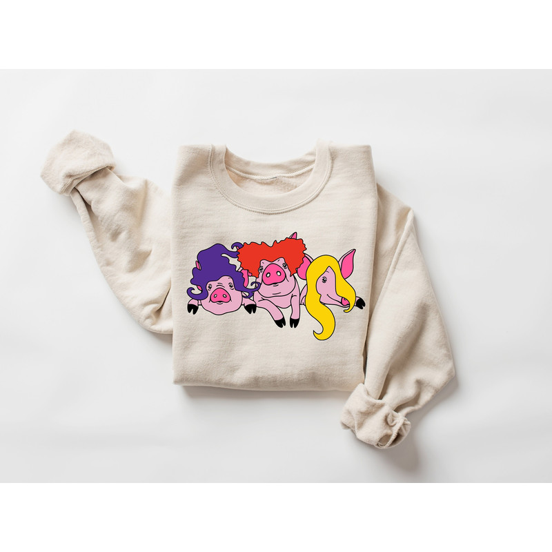 Halloween Pig Witches Sweatshirt, Halloween Witch Sisters Shirt, Halloween Crewneck, Halloween Gifts, Halloween Pig Shirt, Halloween Apparel.jpg