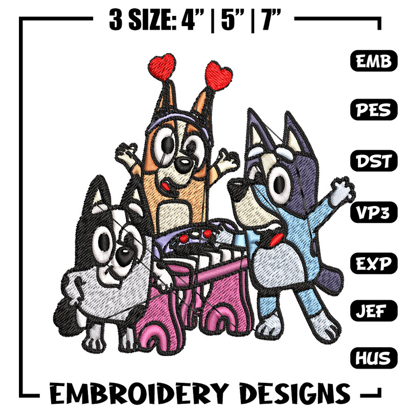 Bluey And Friends Happy Birthday Embroidery, Cartoon Embroidery, Disney Embroidery, Embroidery File, digital download..jpg