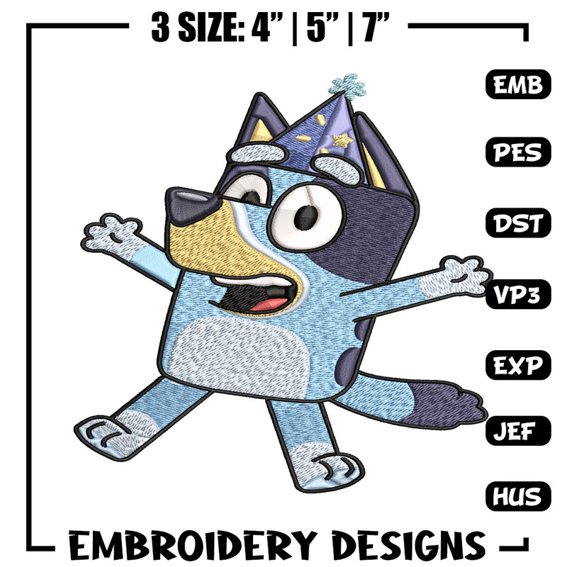 Bluey Happy birthday Embroidery, Bluey Cartoon Embroidery, Disney Embroidery, Embroidery File, digital download..jpg