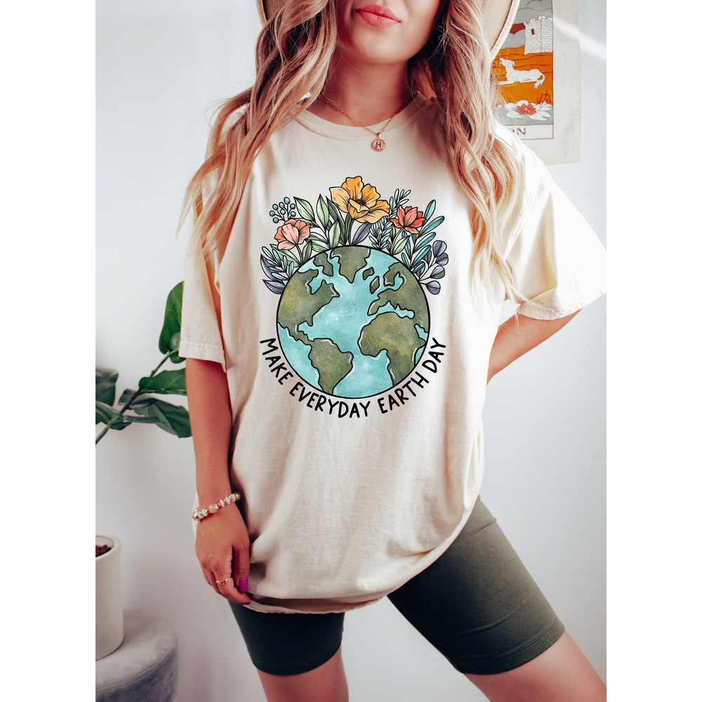 Make Everyday Earth Day,Earth Day Shirt,Earth Awareness Shirt,Environmental Sweatshirt,Floral Earth,Save The Earth,Unisex Boho Graphic Shirt.jpg