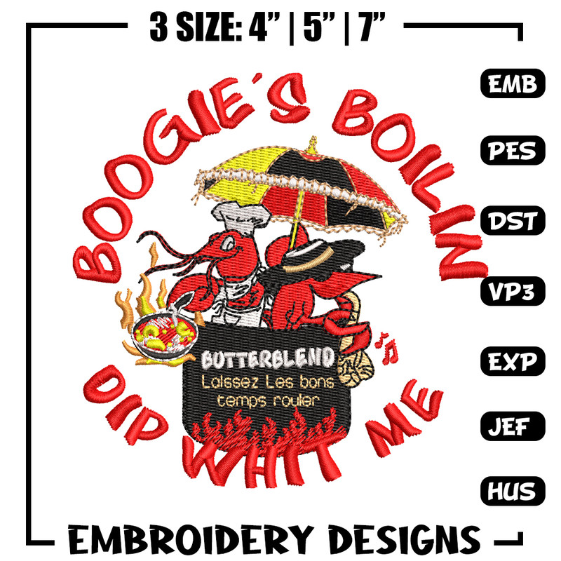 Boogie's Boilin Dip Whit Me embroidery design, logo embroidery, embroidery file, logo design, Digital download..jpg