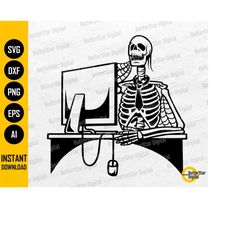Office Skeleton SVG | Work Hours Working Computer Desk Table 9 To 5 Job | Cut File Printable Clipart Vector Digital Down