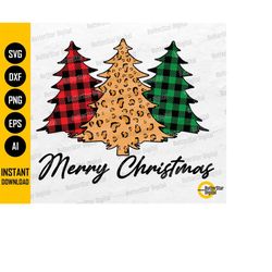 merry christmas svg | leopard tree | buffalo plaid tree | winter holiday design | cricut silhouette printable clipart di