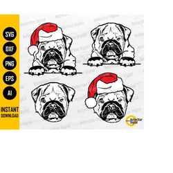 bulldog puppy svg | christmas dog face head illustration drawing decal | cricut silhouette | printable clipart digital v