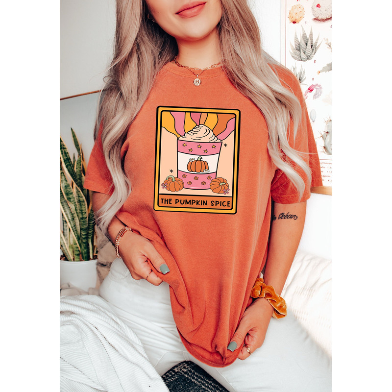 The Pumpkin Spice Tarot Card Shirt, Witch Sweatshirt, Witchy Vibes, Tarot Card Sweatshirts, Tarot Card Gifts, Pumpkin Spice Shirts, Fall Tee.jpg
