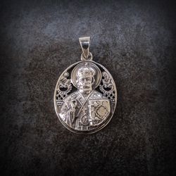 Saint Nicholas silver Necklace pendant,st Nicholas day gift,st nicholas greek orthodox church pendant,ukrainian jewelry