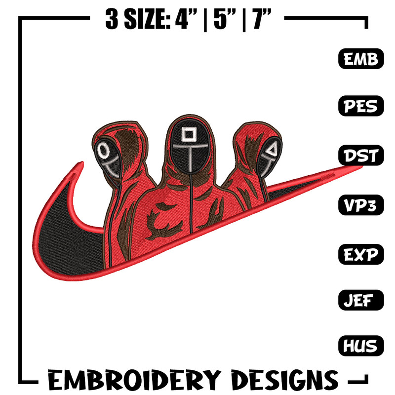 Calamar nike embroidery design, squid game embroidery, nike design, movie design, movie shirt, Digital download.jpg