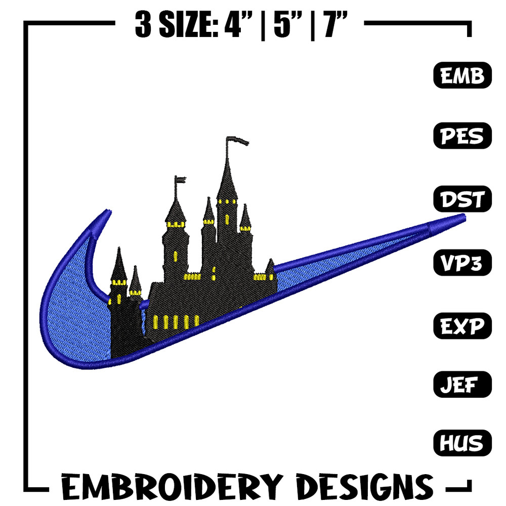 Castle Nike embroidery design, Castle embroidery, nike design, embroidery file, logo shirt, Digital download.jpg