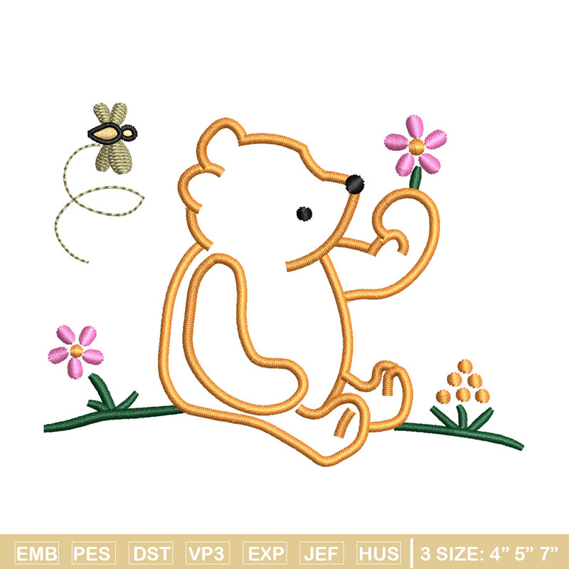 Bear flower embroidery design, Bear embroidery, Embroidery file, Embroidery shirt, Emb design, Digital download.jpg