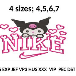 kuromi nike embroidery design, kuromi embroidry design, machine embroidery design, all sizes