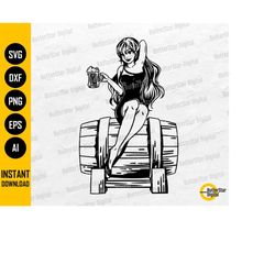 beer barrel girl svg | keg svg | draft beer svg | alcoholic drink bar pub drunk alcohol | cutting file clipart vector di