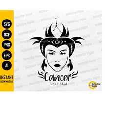 cancer girl svg | zodiac sign svg | astrology svg | horoscope svg | cricut silhouette cameo printable clipart vector dig