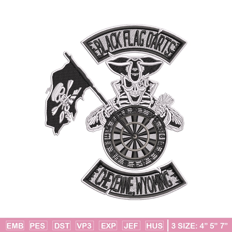 Black Dart Flag embroidery design, Priate embroidery, Embroidery file, Embroidery shirt, Emb design, Digital download.jpg