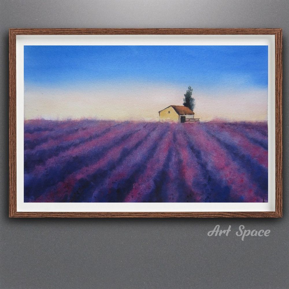 field - watercolor - sky - purple painting - illustration - nature - home - lavender field - 2.jpg