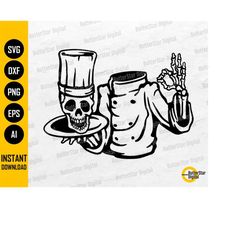 headless skeleton chef svg | funny cook svg | skull served on a plate svg | cricut cut file printable clipart vector dig