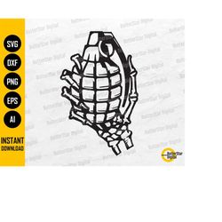 skeleton hand grenade svg | army military war weapon bomb death explosive | cut cutting file printable clipart vector di