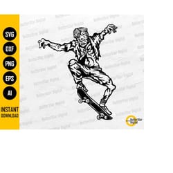 zombie skateboarding svg | cool funny skateboarder t-shirt decal sticker graphic | cricut cutting file clipart vector di