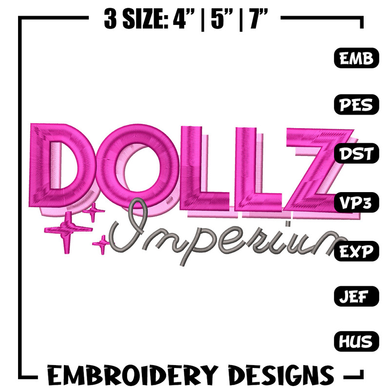 Dollz logo embroidery design, Logo embroidery, Embroidery file, Embroidery shirt, Emb design, Digital download.jpg