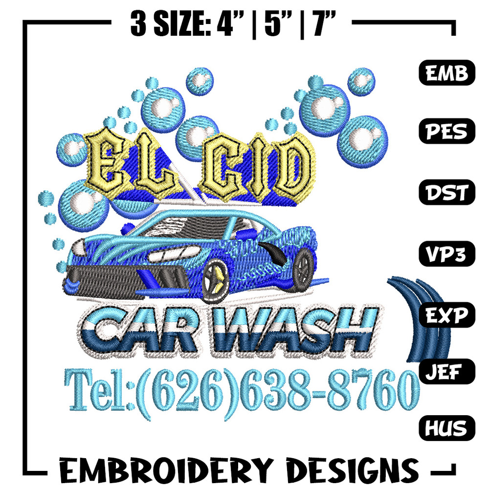 El cid car wash embroidery design, Logo embroidery, Embroidery file,Embroidery shirt, Emb design, Digital download.jpg