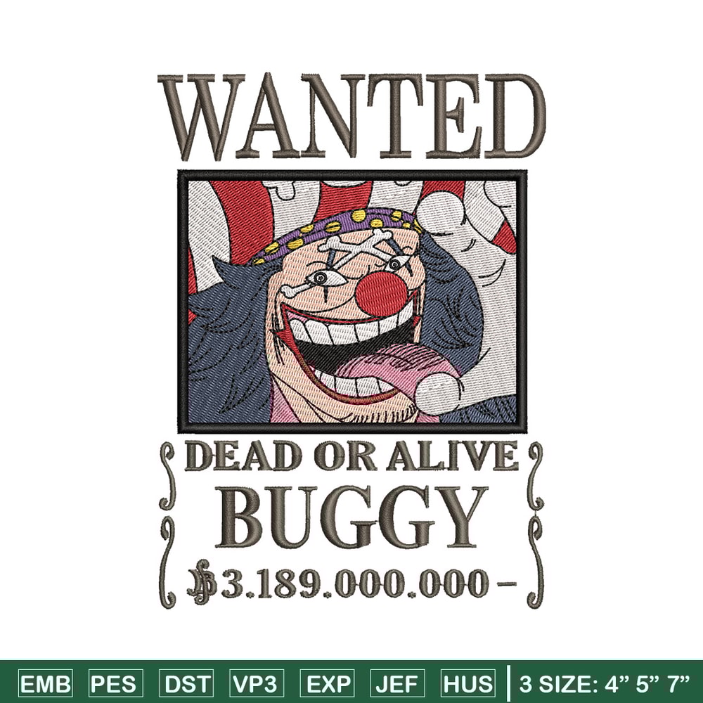Bounty buggy embroidery design, One piece embroidery, Anime design, Embroidery shirt, Embroidery file,Digital download.jpg