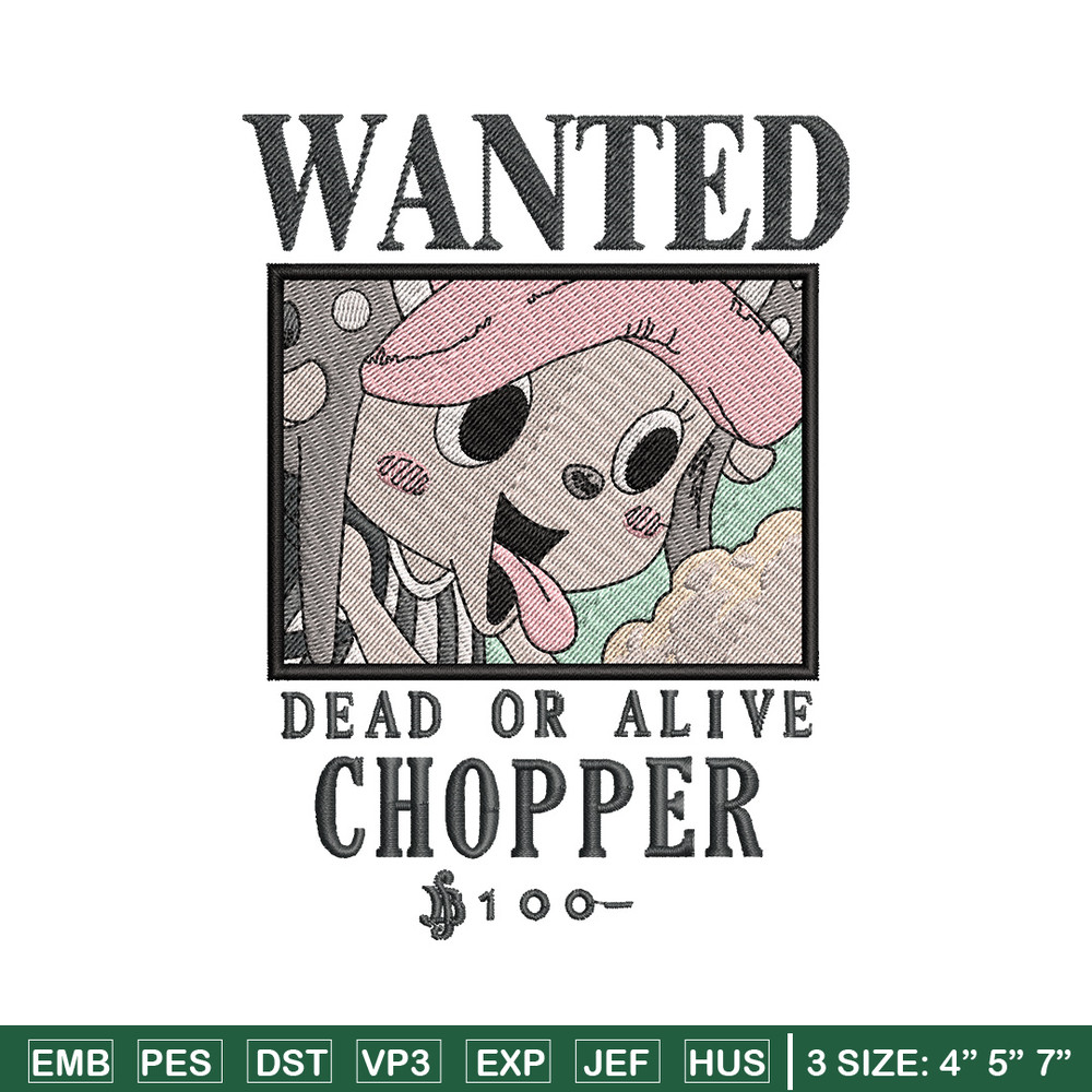 Bounty chopper embroidery design, One piece embroidery, Anime design, Embroidery shirt, Embroidery file,Digital download.jpg