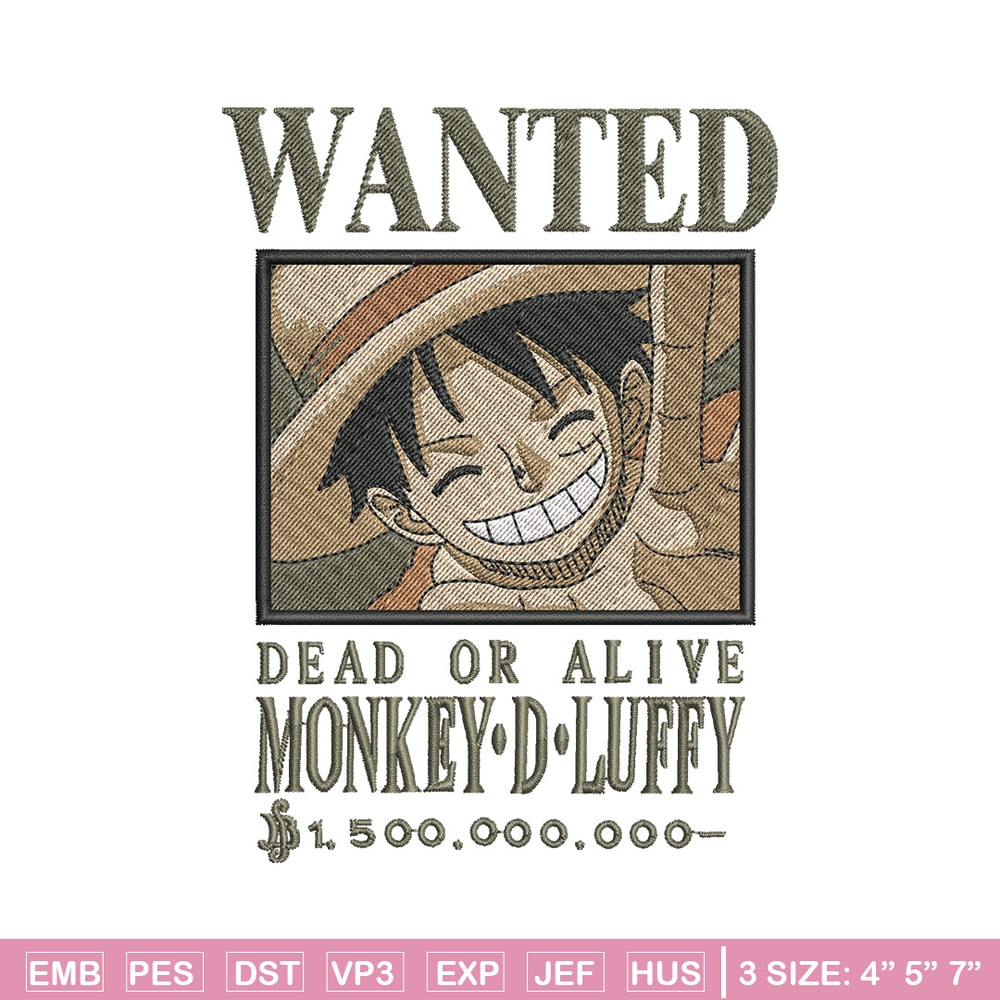 Bounty Luffy embroidery design, One piece embroidery, Anime design, Embroidery shirt, Embroidery file,Digital download.zip.jpg