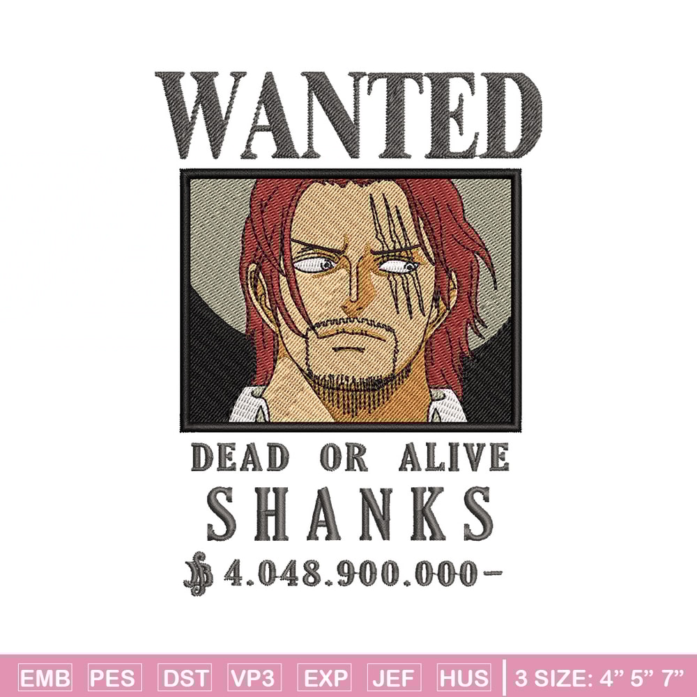 Bounty shanks embroidery design, One piece embroidery, Anime design, Embroidery shirt, Embroidery file,Digital download.zip.jpg