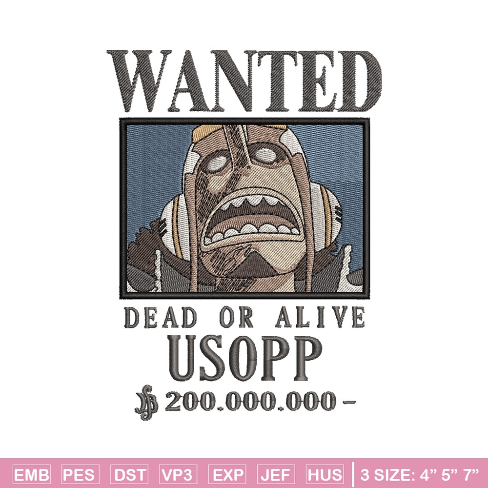 Bounty usopp embroidery design, One piece embroidery, Anime design, Embroidery shirt, Embroidery file,Digital download.zip.jpg