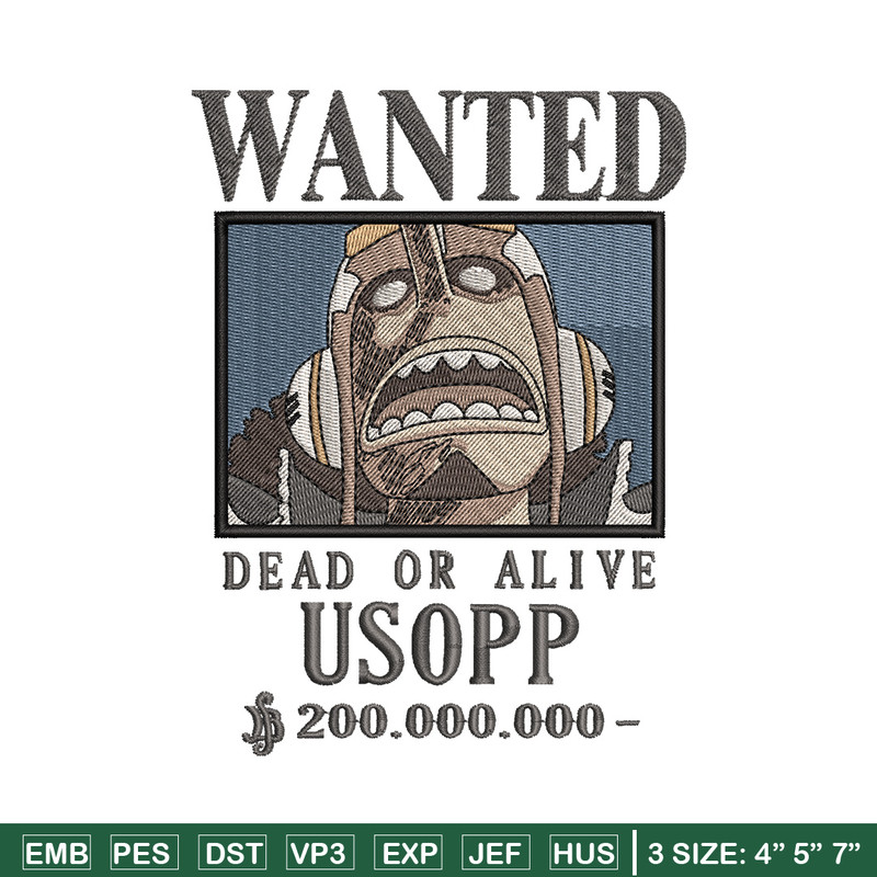 Bounty usopp embroidery design, One piece embroidery, Anime design, Embroidery shirt, Embroidery file,Digital download.zip.jpg