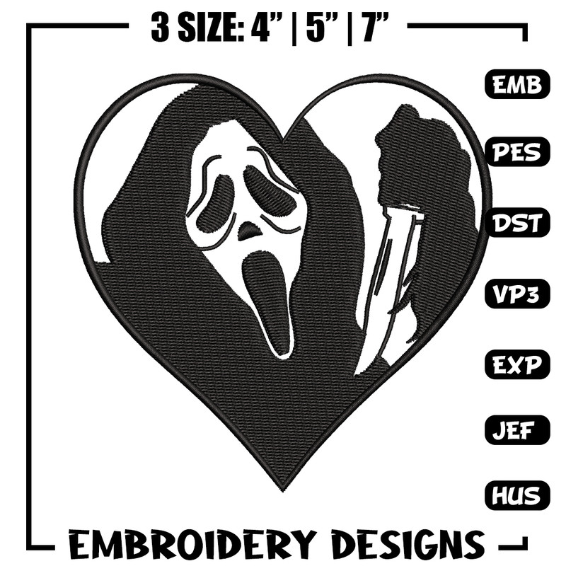 Ghostface Heart embroidery design, Ghostface Heart embroidery, logo design, embroidery file, Digital download..jpg