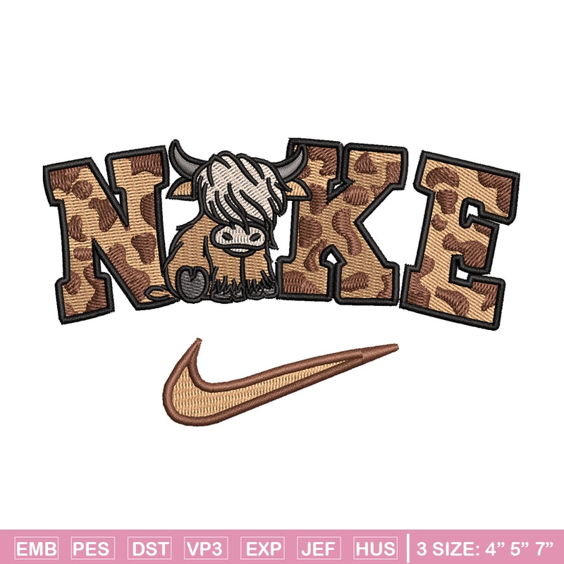 Brown cow x nike embroidery design, Nike embroidery, Embroidery file, Embroidery shirt, Nike design, Digital download.jpg