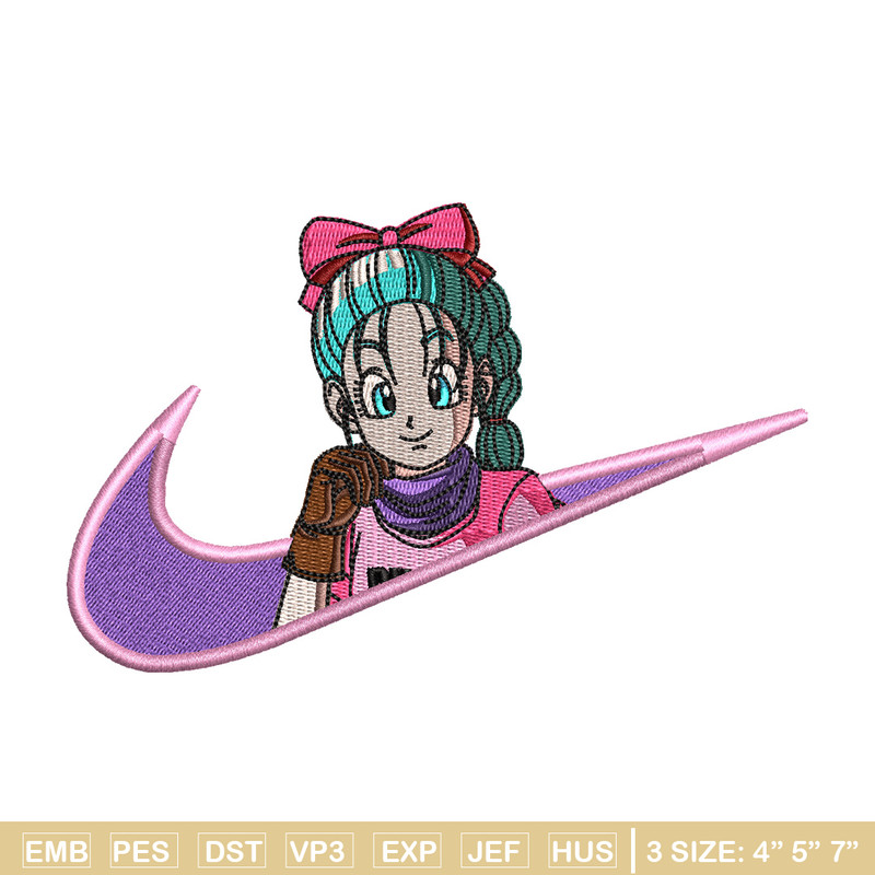 Bulma nike embroidery design, Dragonball embroidery, Nike design, Embroidery shirt, Embroidery file, Digital download.jpg