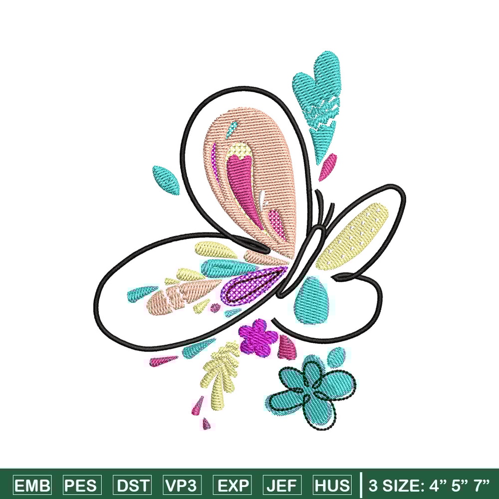 Butterfly color embroidery design, Butterfly embroidery, Embroidery file, Embroidery shirt, Emb design, Digital download.jpg