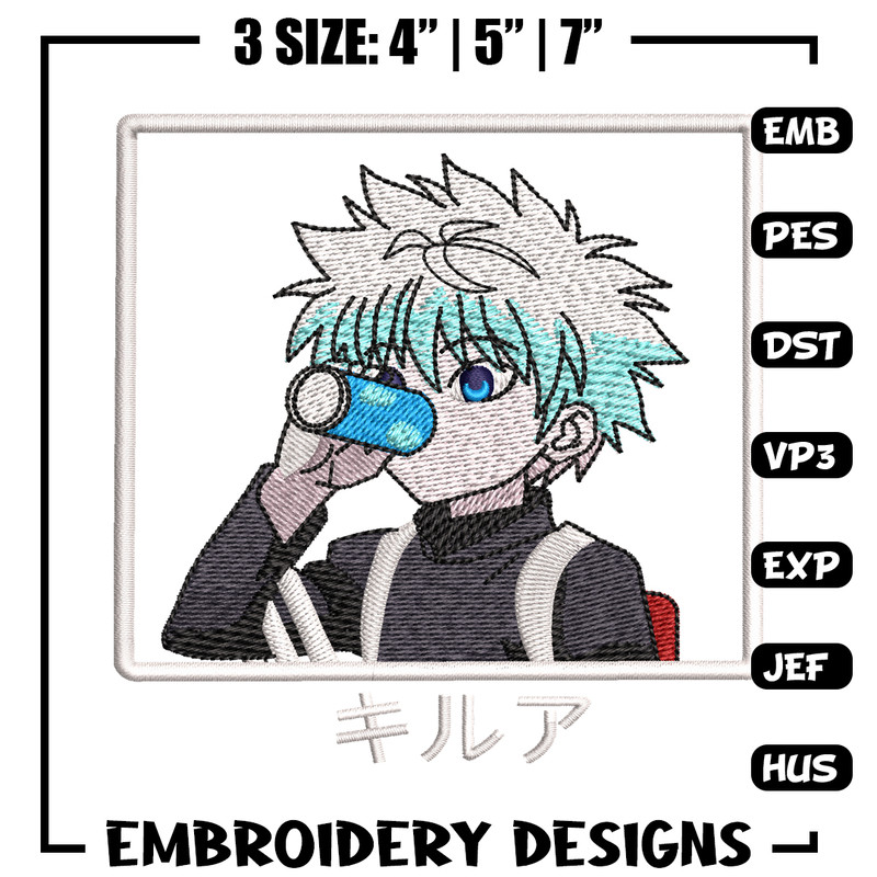 Killua embroidery design, hunter x hunter embroidery, anime design, logo design, anime shirt, Digital download..jpg