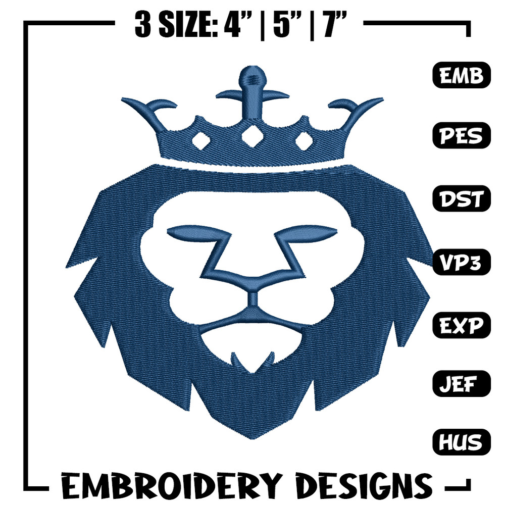 King Lion Logo embroidery design, King Lion Logo embroidery, animal design, embroidery file, logo shirt, Digital download.jpg