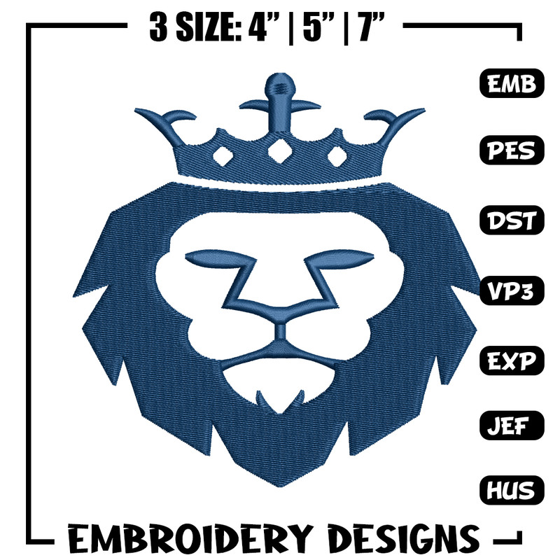 King Lion Logo embroidery design, King Lion Logo embroidery, animal design, embroidery file, logo shirt, Digital download.jpg