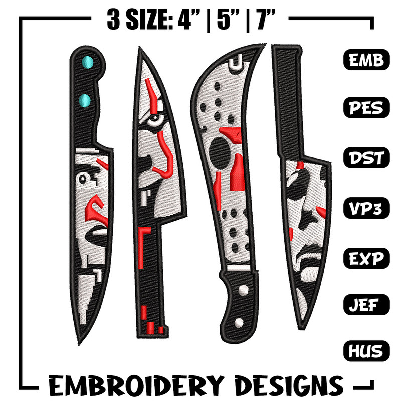 Knifes horror embroidery design, Horror embroidery, Embroidery file,Embroidery shirt, Emb design, Digital download.jpg
