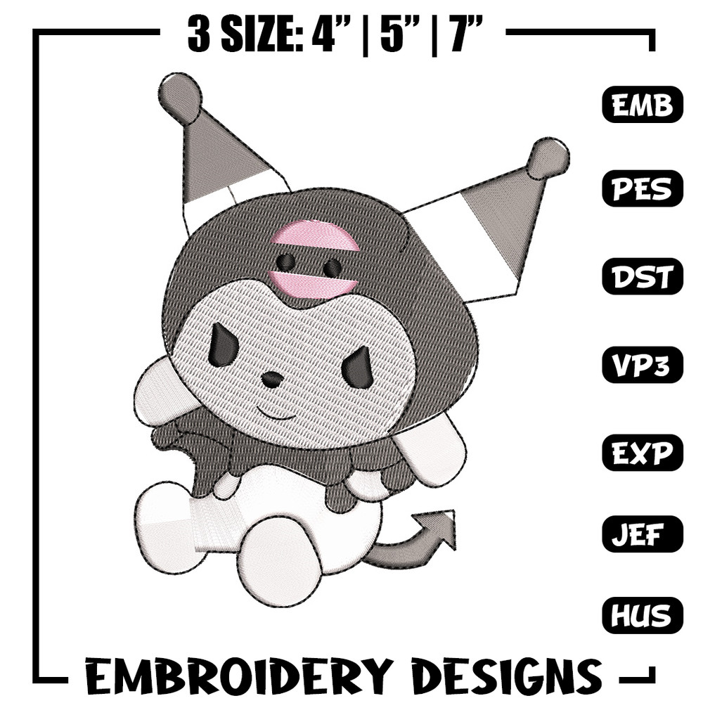 Kuromi embroidery design, Kuromi embroidery, Embroidery file, Embroidery shirt, Emb design, Digital download.jpg